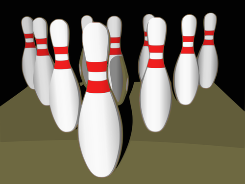 Bowling Tenpins With Shade Clipart