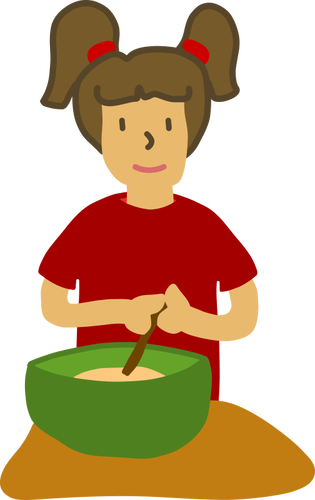 Girl With Mixing Bowl Clipart