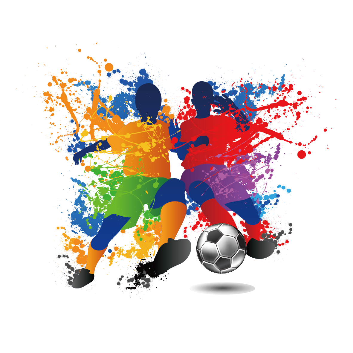 Crazy Coated Color Football Illustration Player Futsal Clipart