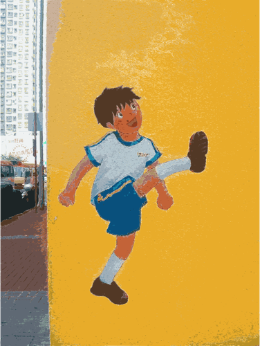 Of Boy Playing Football Mural Drawing Clipart