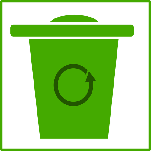 Of Eco Green Recycle Bin Icon With Thin Border Clipart