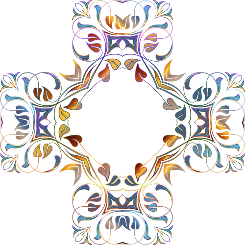 Crucifix Frame In Shiny Leaves Clipart