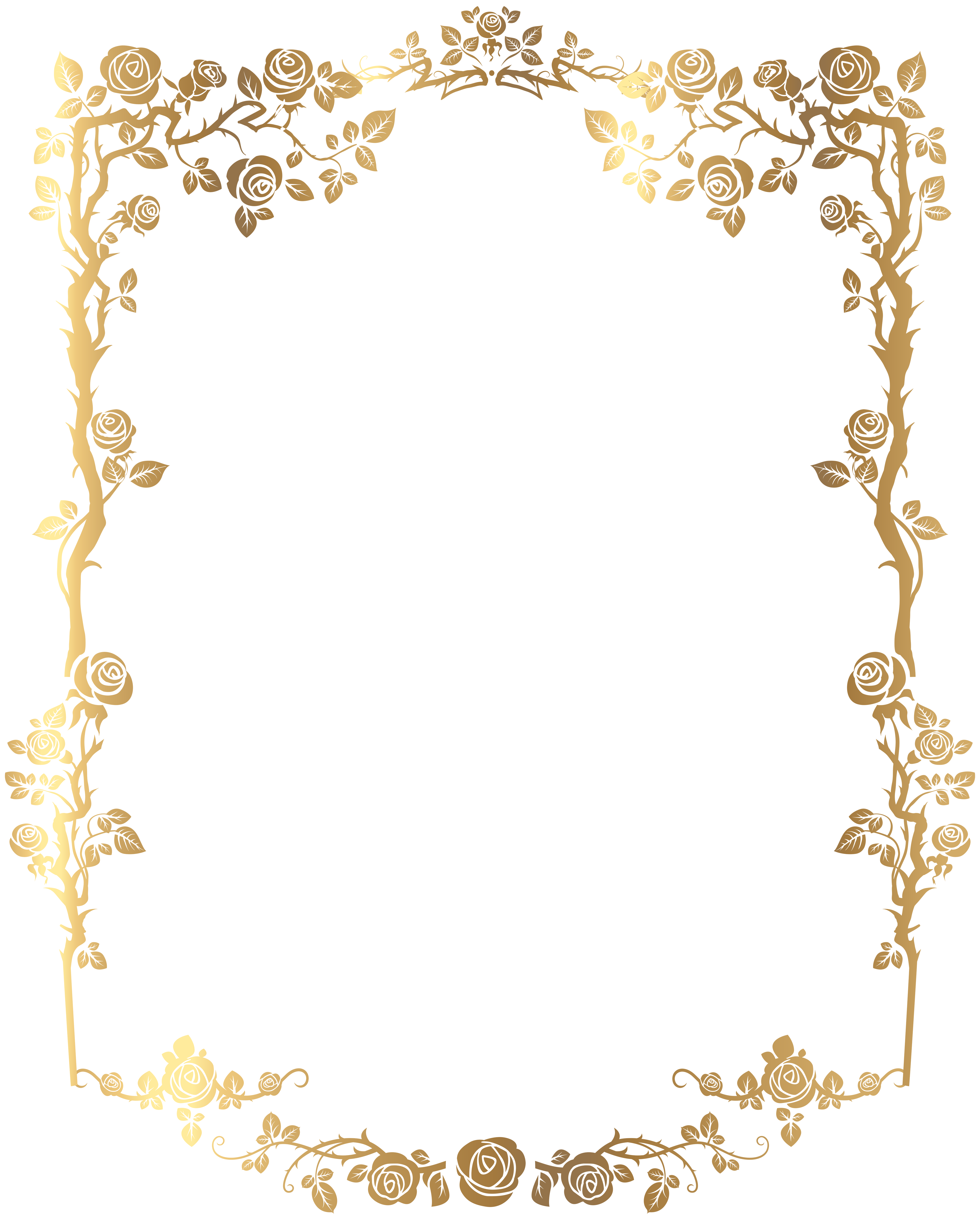 Picture Golden Frame French Rectangular Floral Border Clipart