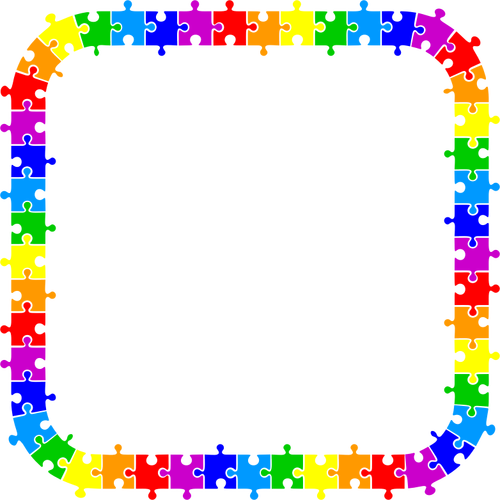 Colorful Puzzle Pieces Frame Clipart