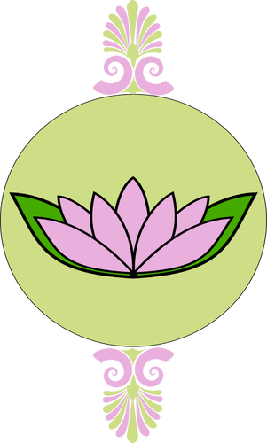 Lotus Flower In Round Green Frame Clipart