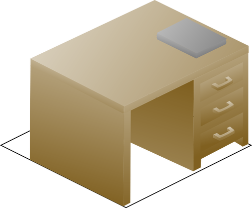 Of Isometric Desk Left Front View With Book Clipart