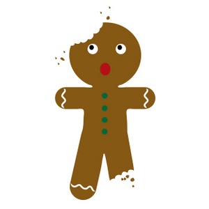 Gingerbread Man Gingerbread Image Worried Half Eaten Clipart