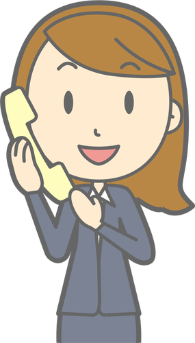 Female Using Telephone Clipart