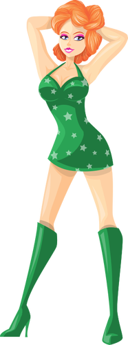 Starry Dress On A Tall Model Clipart