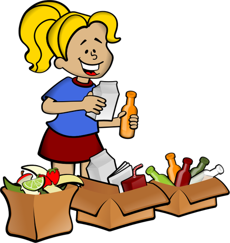 Of Girl With Bags Clipart
