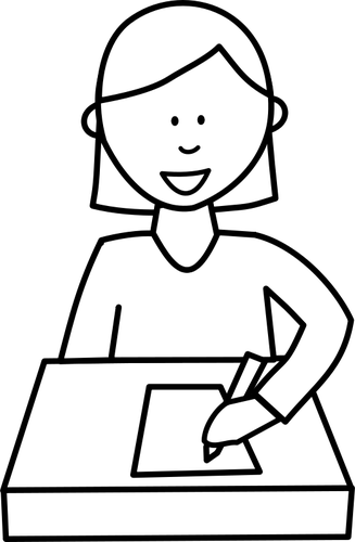 Student Writing At Desk Clipart