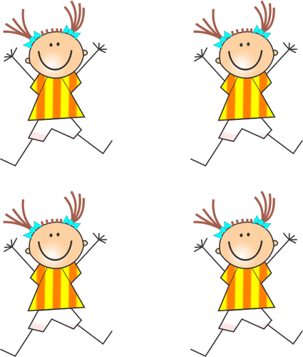 Four Girls Playing Clipart