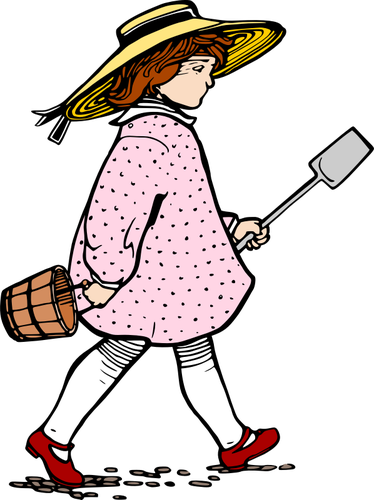 Girl With Shovel Clipart