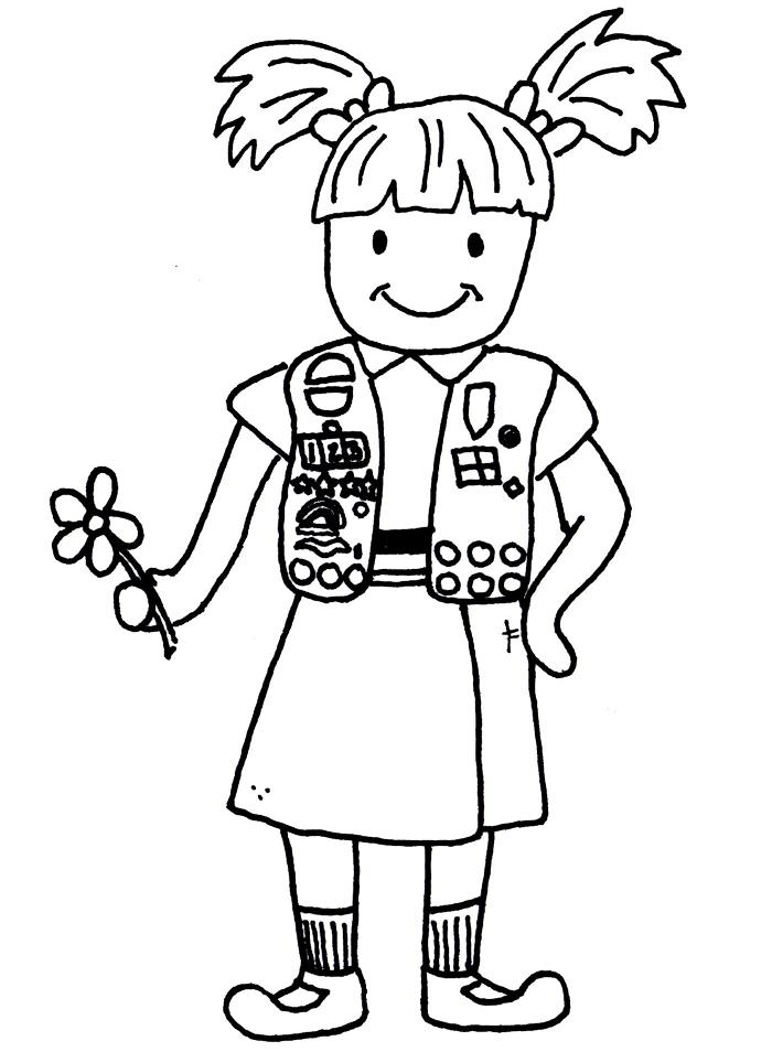 Girl Scout Boys Scout Troop Coloring Page Clipart