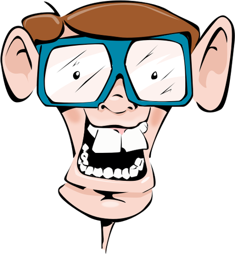 Of Comic Geek Face With Glasses Clipart