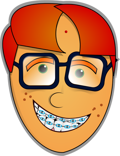 Of Nerd Guy With Glasses And Teeth Prosthesis Clipart