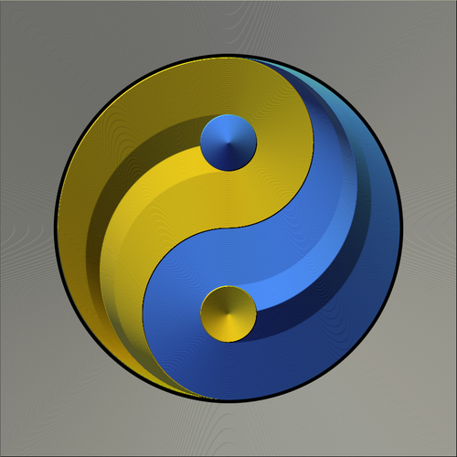 Ying Yang Sign In Gradual Gold And Blue Color Clipart