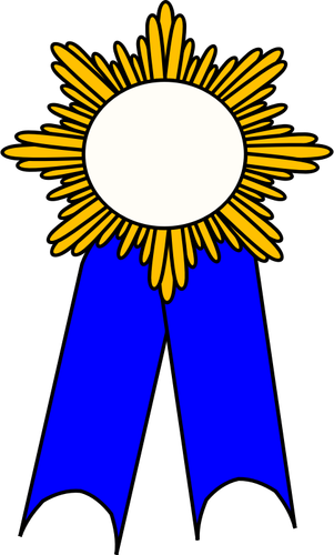 Of Golden Medallion With Blue Ribbon Clipart