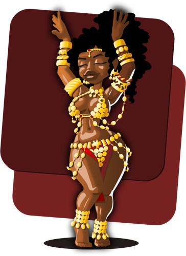 Of Belly Dancer In Gold-Coin Costume Clipart