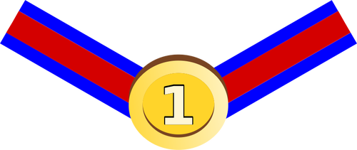 Of Gold Medal With Red And Blue Ribbon Clipart