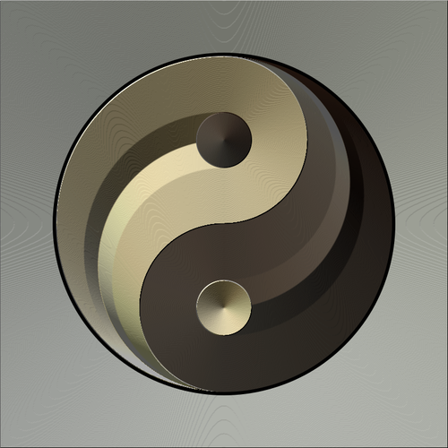 Ying Yang Sign In Gradual Gold And Black Color Clipart