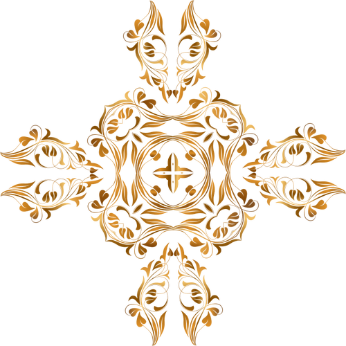 Flowery Golden Cross Clipart