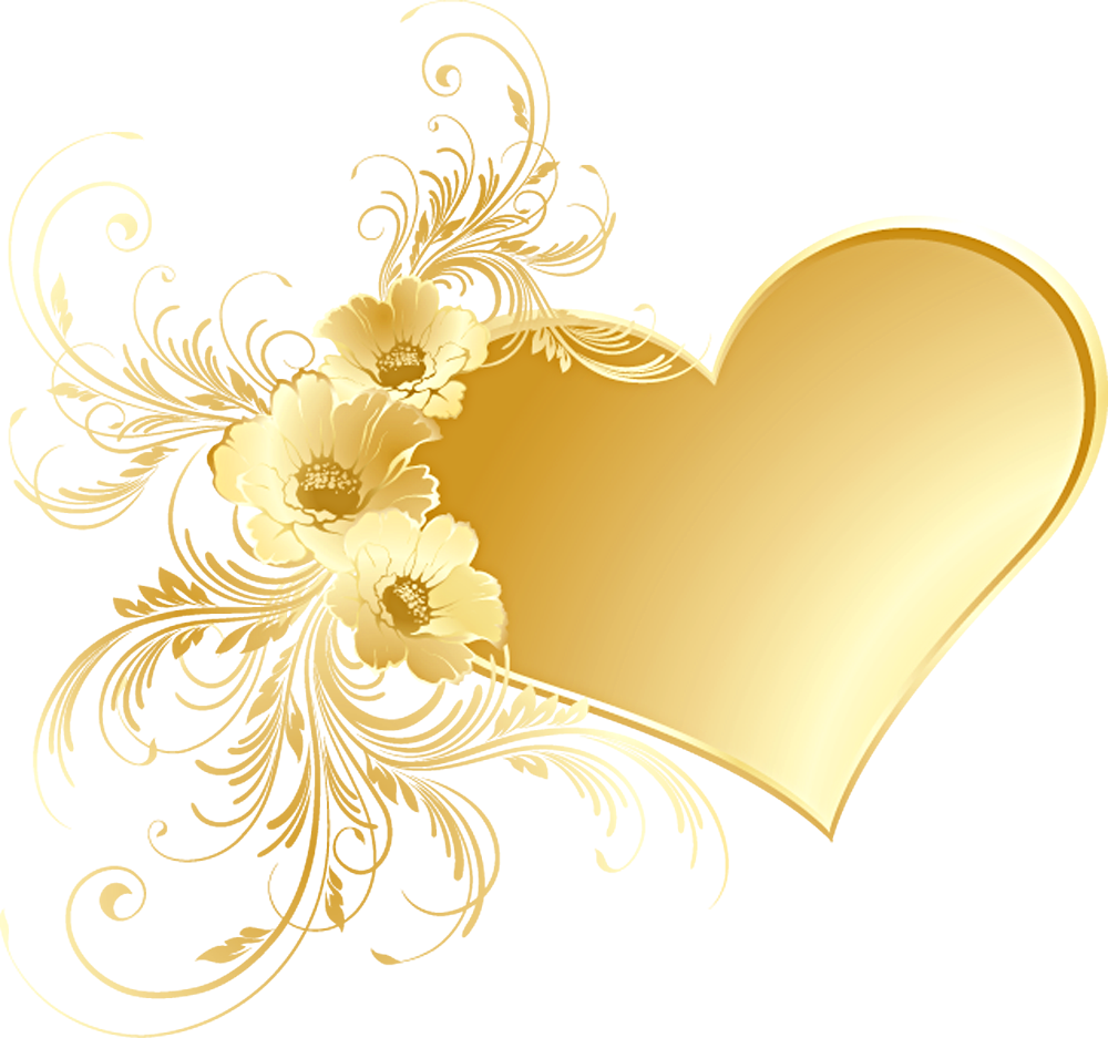 Heart Flowers With Gold Picture Download Free Image Clipart