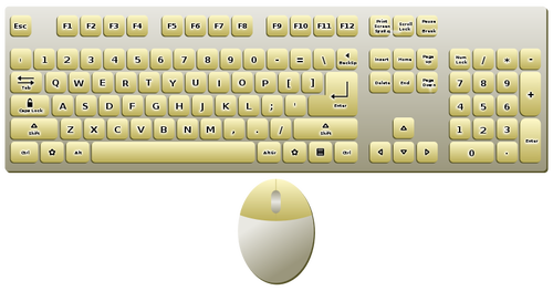 Golden Keyboard And Mouse Clipart