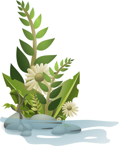 Of Selection Of Plants In Water Clipart