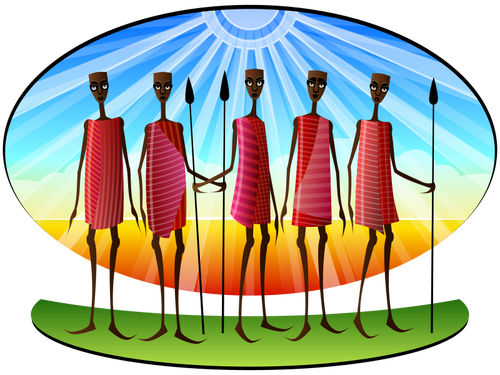Stylized Masai People Clipart