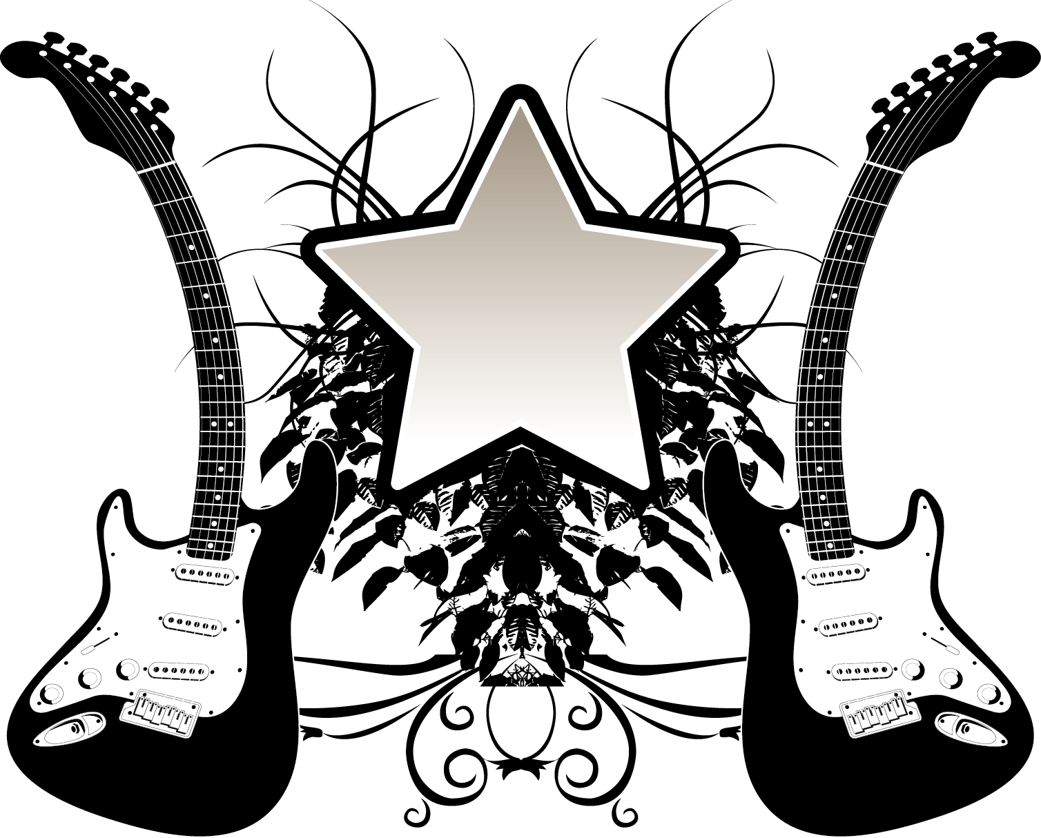 Star Material Guitar Vector Five-Pointed Deformation Clipart