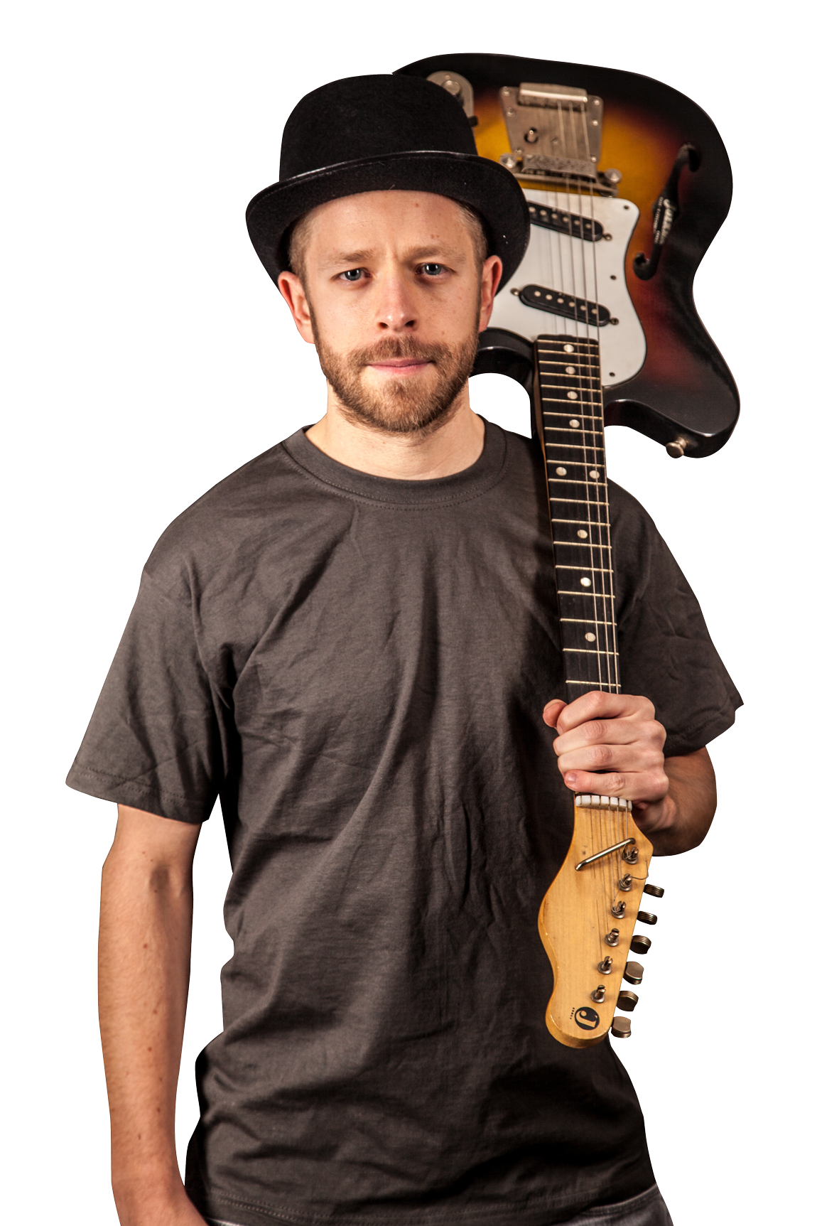 And Guitarist Electric Holds Guitar Stand Clipart