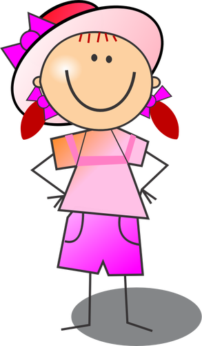 Of Pink And Red Girl Smiling Stick Figure Clipart