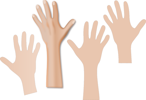 Four Hands Reaching Upwards Clipart