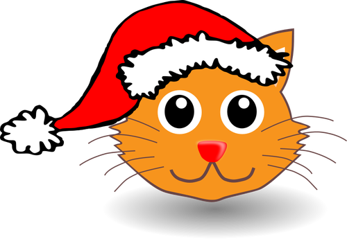 Cat With Santa Claus Hat Vectopr Clipart