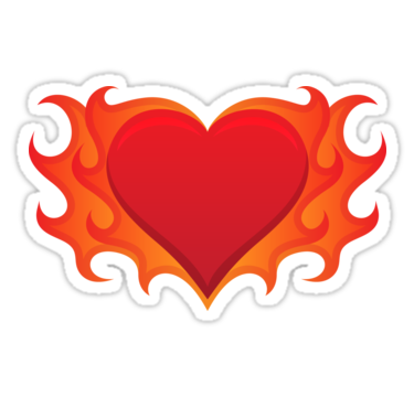 Burning Heart With Flames Red Hot Love Clipart