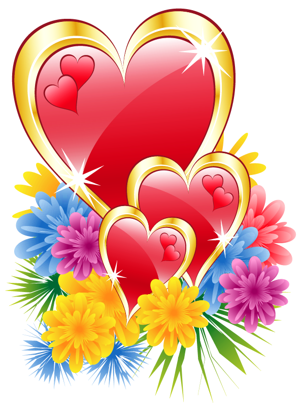 Picture Love Valentine Romance Hearts Message Flowers Clipart
