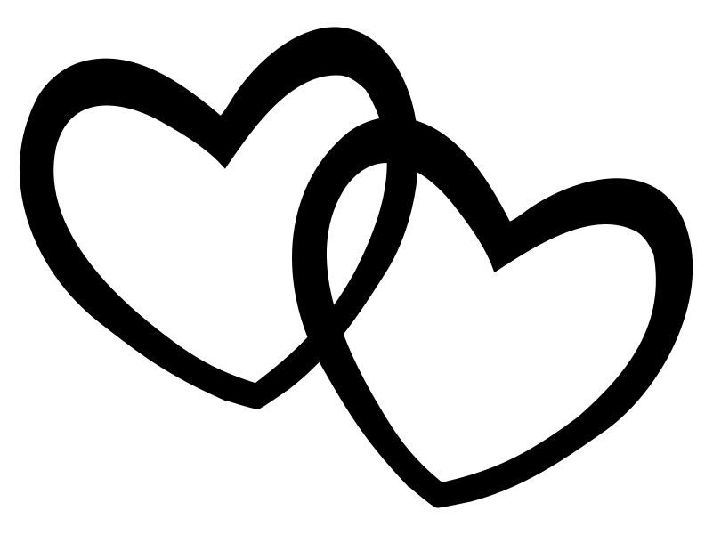 Hearts Double Heart Black And White Valentine Clipart