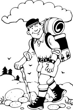 Hiker Hiking Camping Out Theme Bulletin Boards Clipart