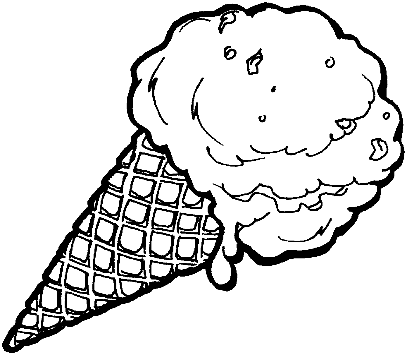 Melting Ice Cream Cone Black And White Clipart