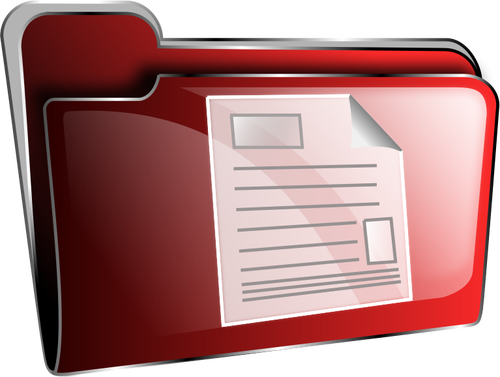 Of Red Plastic Folder With Document Icon Clipart