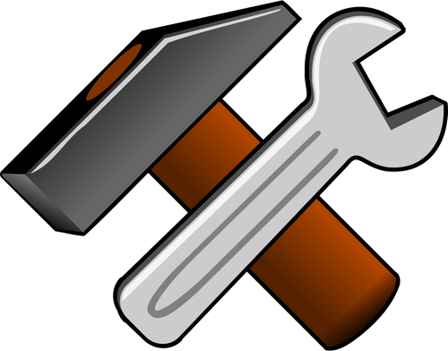 Of Thick Hammer And Wrench Icon Clipart