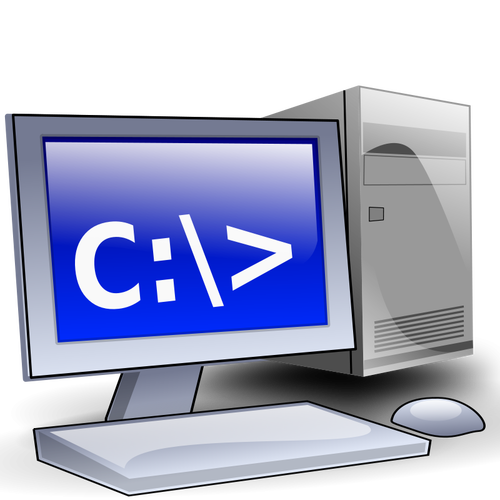 Pc With C Hard Drive Icon Verctor Drawing Clipart