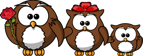 Happy Family Of Owls Clipart