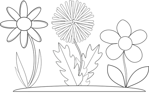 Of Three Coloring Book Flowers Clipart