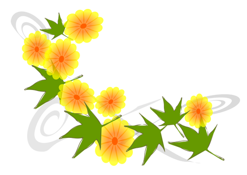 Yellow Flowers And Green Leaves Clipart