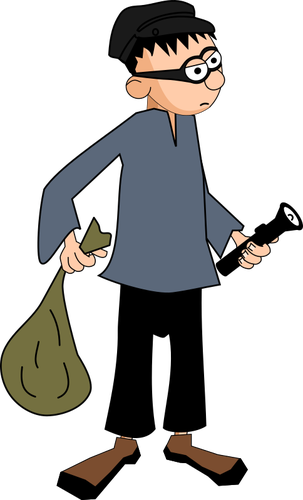 Thief With Bag And Flashlight Clipart
