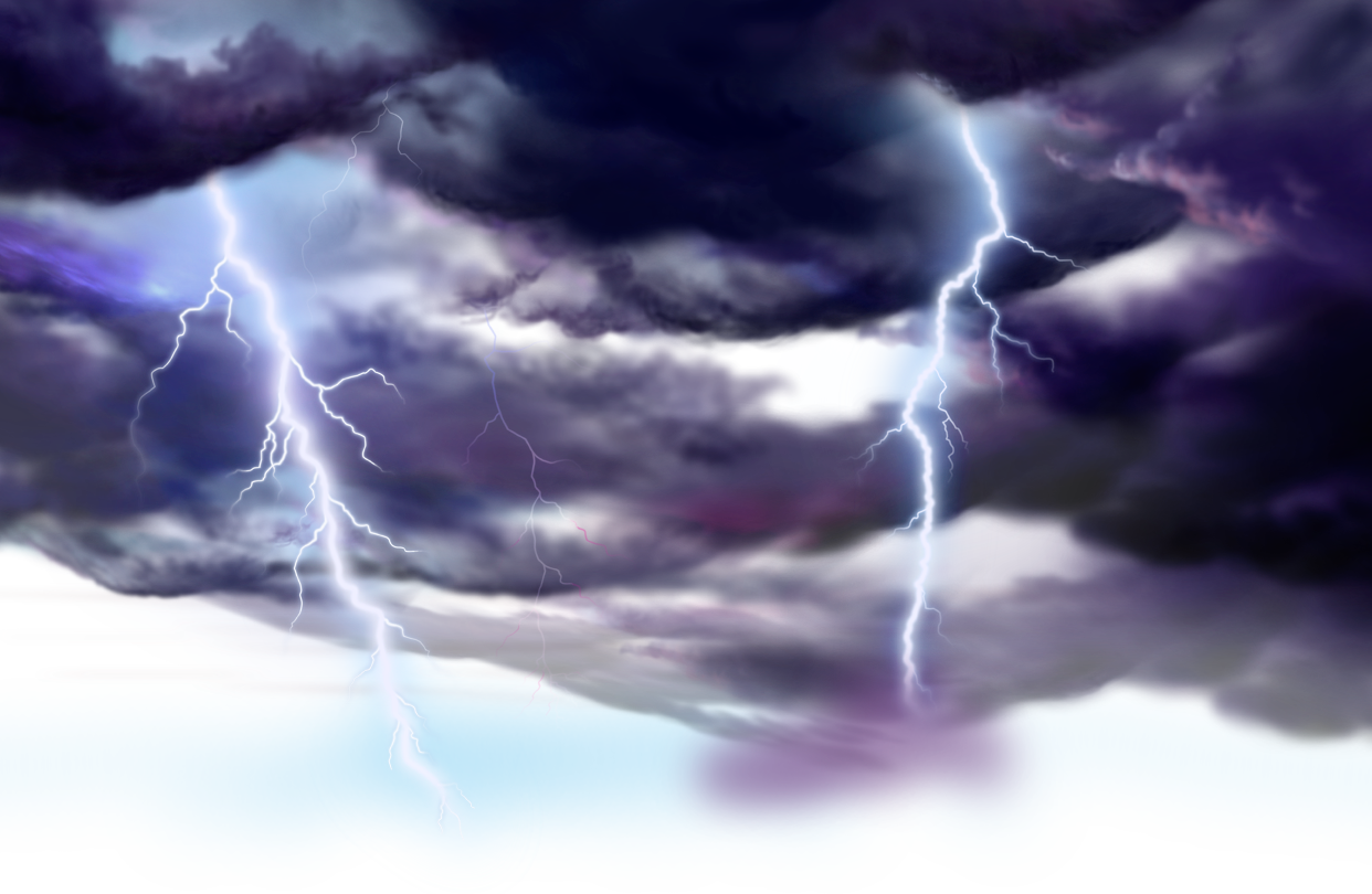 Download And Clouds Painted Thunder Lightning Weather Cartoon Clipart
