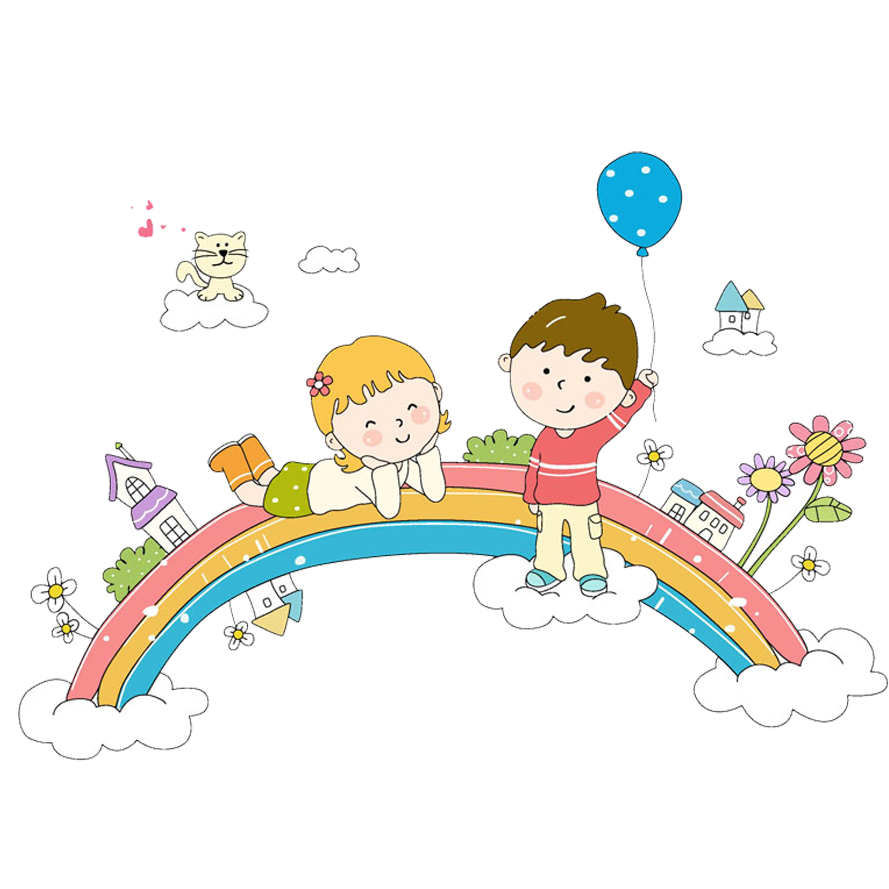 Rainbow Information Whiteboard Child Cartoon Interactive Clipart
