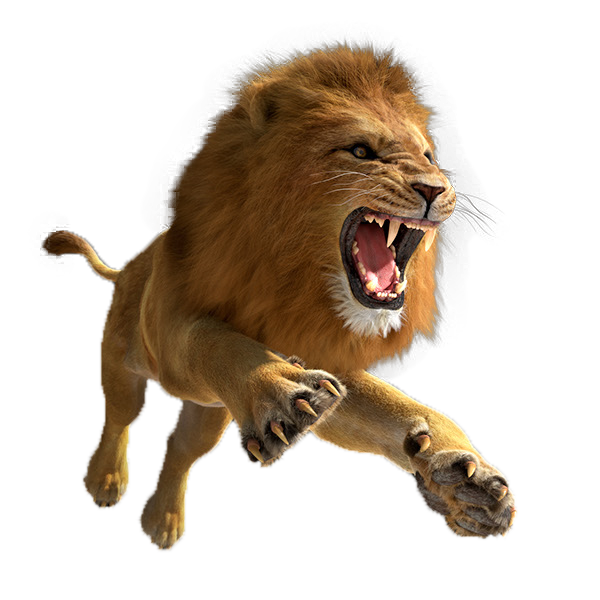 Computer Simulator Escape Hunter Leaping Tiger Lion Clipart